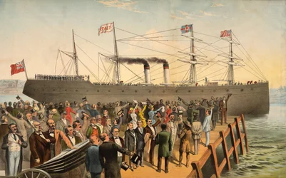 Departure of Steamship Italy, published 1875